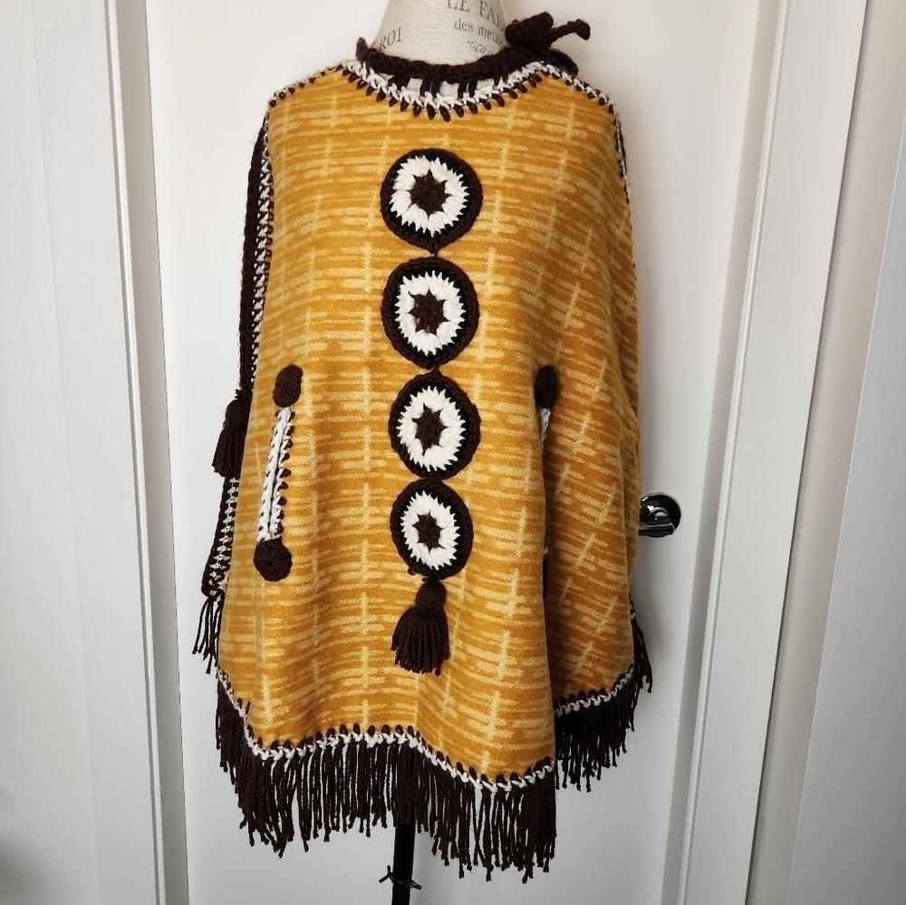 70s Earth Toned Wool Poncho